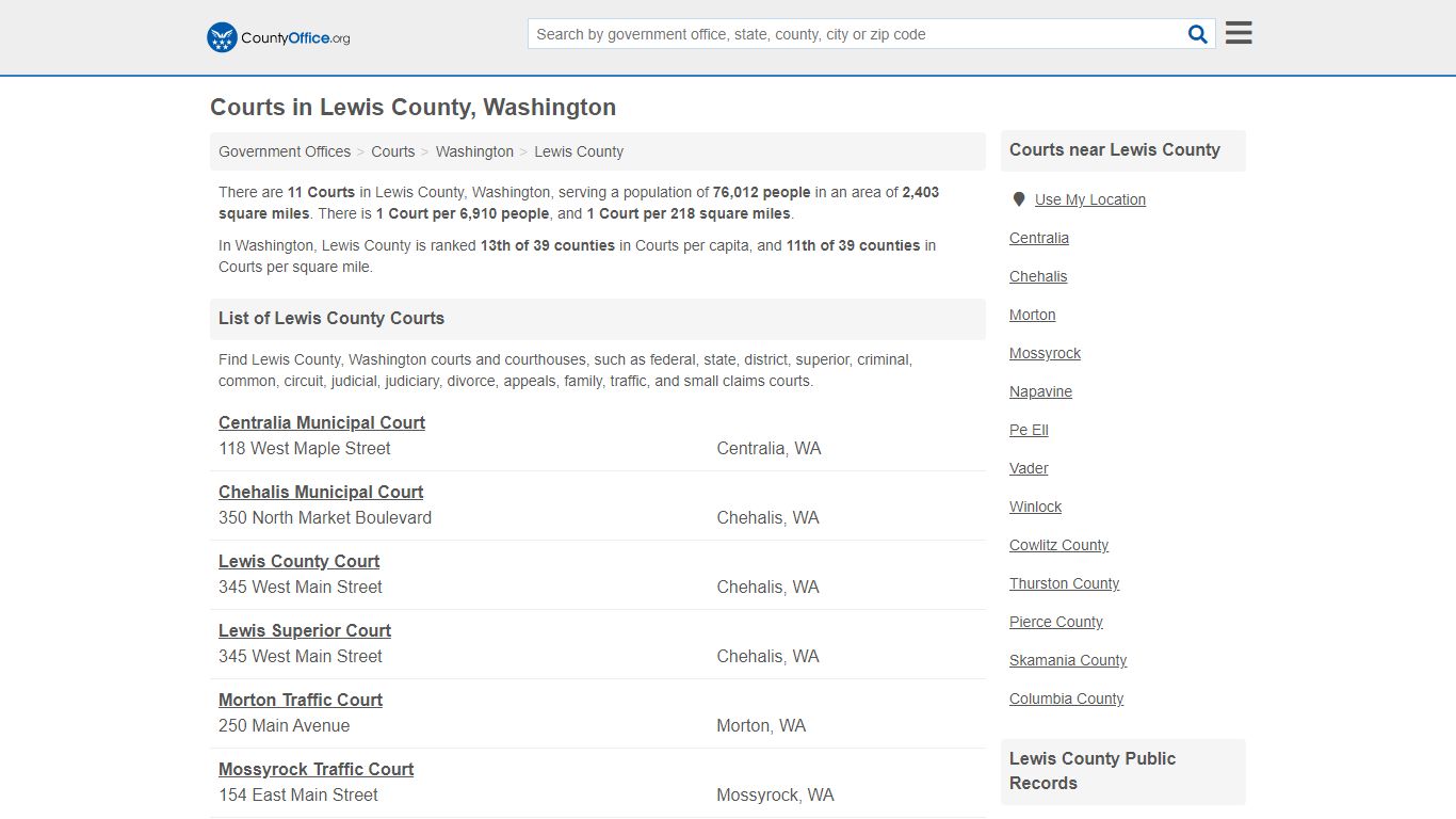 Courts - Lewis County, WA (Court Records & Calendars)